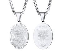 EZVFIRPDFZ Saint Michael The Archangel Necklace for Men,Protection Catholic,22-24 Inch,Adjustable,Come with Box