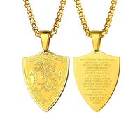 EZVFIRPDFZ Saint Michael The Archangel Necklace for Men,Protection Catholic,22-24 Inch,Adjustable,Come with Box