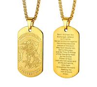 EZVFIRPDFZ Saint Michael The Archangel Necklace for Men,Protection Catholic,22-24 Inch,Adjustable,Come with Box