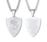 EZVFIRPDFZ Saint Michael The Archangel Necklace for Men,Protection Catholic,22-24 Inch,Adjustable,Come with Box