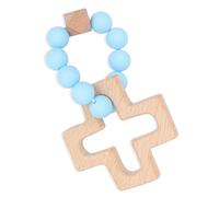 EZVFIRPDFZ Silicone Cross Ringing-My Series of,Newborn Baptismal Supplies,Wooden Silicone Bracelet,Personalized Theme Birthday Party Supplies(Olive Green Silicone Rosary Bracelet)