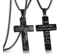 EZVFIRPDFZ Soccer Cross Necklace for Men Bible Verse,Faith Christian Scriptures Pendant Cross Chain,Baptism 1st First Communion Graduation Gifts for Boys Father's Day for Him