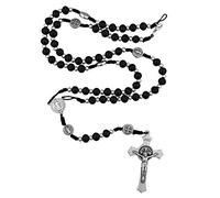 EZVFIRPDFZ St.Benedict Medal Rosary|Beautiful Black Beads|Saint Benedict Necklace|A Great For Any Occasion|Christian Jewelry