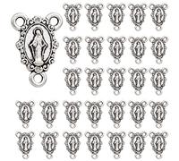 EZVFIRPDFZ St Benedict,Our Lady of Guadalupe Miraculous Medal for DIY Jewelry Making,Virgin Mary Christ Jesus Rosary Center Connection Part