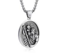 EZVFIRPDFZ St Michael Necklace for Men-Stainless Steel Archangel Patron Amulet Medal Pendant,Saint Michael/Christopher/Joseph//Benedict/Anthony/Virgin Mary Catholic Gift for Protection Confirmation