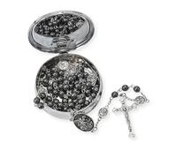 EZVFIRPDFZ St Michael Rosary Hematite Stone Beads Necklace Metal Beaded Glory Beads Archangel Medal&Cross with Metal Gift Box