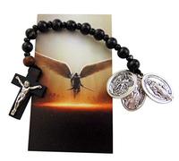 EZVFIRPDFZ St Michael Wooden Pocket Rosary Saint Set with Prayer Card