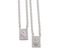 EZVFIRPDFZ Stainless Steel Chain and Medal Scapulars with Sacred Heart of&Our Lady of Mount Carmel Icons Catholic Devotional Necklace for Women&Men-14 Inch-