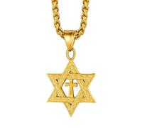 EZVFIRPDFZ Star of David Necklaces for Women Mens Stainless Steel/Gold Plated Hexagram Pendant Jewish Israel