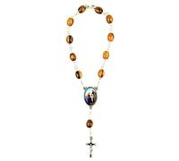 EZVFIRPDFZ Virgin Mary&;Jesus Medal Pocket Rosary,Olive Wood Rosary Bracelet with Crucifix&;Clasp,One Decade Catholic Charm Bracelet for Car Mirror,Religious Car Accessory for Rearview