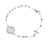 EZVFIRPDFZ Women Link Bracelets Gold Plated Crucifix Rosary Bead Rose Chain Bracelet