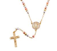 EZVFIRPDFZ Women Rose Gold Plated Crucifix Rosary Beads Necklace Chain Y Necklace