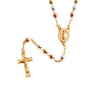 EZVFIRPDFZ Women Rose Gold Plated Crucifix Rosary Beads Necklace Chain Y Necklace
