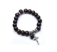 EZVFIRPDFZ Wood Rosary Bracelet Medal&Catholic Cross Religious Prayer Chaplet String Handmade Communion Confirmation Baptism Funeral