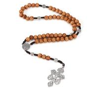 EZVFIRPDFZ Wooden Catholic Rosary for Men Women,Pardon Crucifix Rosary with St Benedict and Milagrosa Medal,Catolica,Crucifijo,