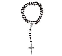 EZVFIRPDFZ Wooden Rosary with Silver-Tone Metal Chain and Traditional Crucifix|Great Catholic Gift for First Communion and Confirmation|17" Long|Made in Italy