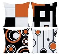 EZVING Orange Pillow Covers 18x18 Set of 4, Decorative Pillow Covers, Geometric Abstract Orange Throw Pillowcases for Sofa Couch Bed Patio, Linen Farmhouse Cushion Case Outdoor Home Decoration