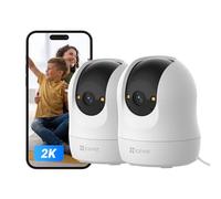 EZVIZ 2K Indoor Camera No Monthly Fee, 2026, 512GB Supports, Spotlight Colour Night Vision, 3MP, Dual Band Wifi, Two-way Audio, Sound/Human Detection, Works with Alexa (C6N 2K 2PK)