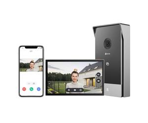 EZVIZ 2K Video Intercom Doorbell Camera Wired, Remote Door/Gate Unlock, 2.4G/5GHz Dual-Band Wi-Fi, 512 GB SD Card, No Monthly Fee, Human Detection, 7-Inch Colour Touch Screen, RFID Unlock (CP7)