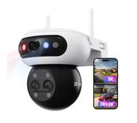 EZVIZ 3K Triple Lens Security Camera Outdoor, 12x Mixed Zoom for Driveway, Face/Human/Vehicle Detection, Auto Tracking, Color Night Vision, 360°PT, Support 512GB WiFi6, No Monthly Fee CCTV (C90f)