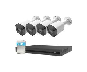 EZVIZ 4K CCTV Camera Systems, Outdoor Security Cameras, 4X 8MP PoE IP Camera with 2TB HDD NVR for 24/7 Recording, Coulor Night Vision & Person/Vehicle Detection, IP67, H3K PoE Kit