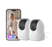 EZVIZ 4K Pan Tilt Security Camera 2 Pack, Indoor WiFi Pet Camera with Color Night Vision, Human Detection, Auto Tracking, No Monthly Fee, WDR, Alexa Google Home, Cloud & SD Storage (C6N 4K 2PK)