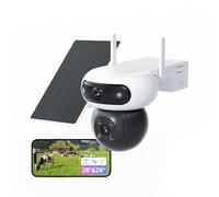 EZVIZ 4MP+4MP Outdoor Solar Security Camera 4G and WiFi6, PTZ Dual Lens, ColourFULL Night Vision, AI Human/Vehicle Detection, IP65 Weatherproof, No Monthly Fee, 10,400 mAh Battery (CB90x Dual 4G Kit)