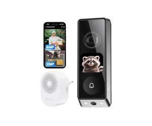 EZVIZ Video Doorbell Dual Camera 6MP & 2MP with Chime, WLAN Bell Wireless, 2 x 9600 mAh Battery, Integrated Screen, Person/Parcel Detection, 32 GB Internal Memory, Colour Night Vision, EP8 Ultra