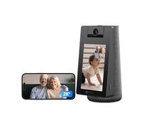 EZVIZ WiFi Wired Security Camera Indoor, 2K Pan Tilt, IR Night Vision,S10 | 360° Panoramic View, AI Human & Pet Detection With Moniter,Two-Way Audio Talk, Works with Alexa, 4-Inch Screen, Local Storage