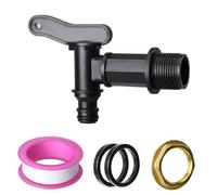 EZwoks 3/4" Water Butt Tap Plastic Snap-Fit Hosepipe Rain Barrel Water Butts BSP Thread Replacement Water Tap with Brass nut Black