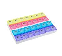 EZY DOSE Monthly (28-Day) Pill Case, Medicine Planner, Vitamin Organiser Box, Large Compartments, Convenient and Easy to Use, Coloured Lids, BPA Free