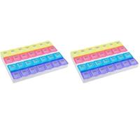 EZY DOSE Monthly (28-Day) Pill Case, Medicine Planner, Vitamin Organiser Box, Large Compartments, Convenient and Easy to Use, Coloured Lids, BPA Free (Pack of 2)