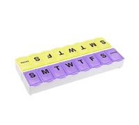 Ezy Dose Weekly (14-Day) Pill Organizer, Vitamin and Medicine Box, 2X-Large Locking Compartments, Colored Lids