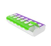 EZY DOSE Weekly (7-Day) AM/PM (Morning/Evening) Pill Organizer, Vitamin and Medicine Box, 14 Large Compartments, 2 Times a Day, Assorted Colors