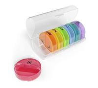 Ezy Dose Weekly (7-Day) Pill Case, Medicine Planner, Vitamin Organiser Box, Convenient and Easy to Use, X-Large Pop-Out Compartments, 2 Times a Day, Rainbow Lids with Case, BPA Free