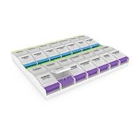 EZY DOSE Weekly (7-Day) Pill Organiser, Vitamin and Medicine Box, 2X-Large Push Button Compartments, 4 Times a Day, Clear Lids