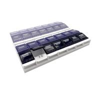 EZY DOSE Weekly (7-Day) Pill Organizer, Vitamin Container, and Daily Medicine Planner, 2X-Large Push Button Compartments, Arthritis Friendly, Easy to Use, 4 Times a Day, Grayscale Lids, BPA Free