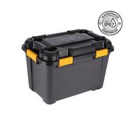 Ezy Storage Bunker Tough Heavy Duty Black 55L Medium Plastic Stackable Wheeled Storage Box With Lid