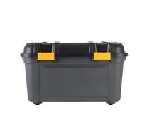 Ezy Storage Bunker Tough Heavy Duty Black 80L Large Plastic Stackable Wheeled Storage Box With Lid