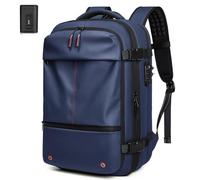 Ezy Vac Backpack, Backpack with Vacuum Compression, Ezyvac Large Capacity Expandable Travel Back Pack with Pump (Blue-B)