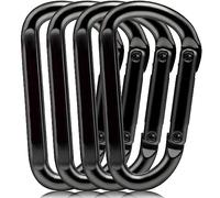 EZYA Carabiner Clip, 860lbs, 3" Heavy Duty Carabiner, D Ring Hooks - Keychains, Camping, Hiking Accessories, Caribiniers for Dog Leash, Hammocks, Yoga Swing, Gym etc, Black, 4PCS