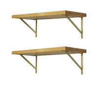 EZYDECOR Shelf Brackets Gold Brackets for Shelves 250 mm/10 Inch Triangle Wall Mounted Shelving Support with Screws (4 Pack)