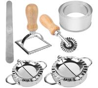 Ezydka Dumpling Maker Set 7 Pcs Stainless Steel Dumpling Mould with Ravioli Cutter and Pasta Cutter Wheel for Ravioli Pastry Empanadas