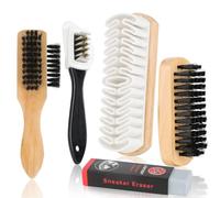 Ezydka Suede Brush 5 PCS Suede Brush for Shoes Kit Nubuck Brush Multifunctional Suede Shoe Cleaner Brush with Eraser, Brass Bristle and Shoe Brush for Clean Decontamination