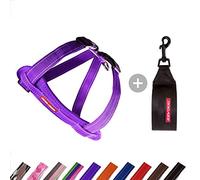 EzyDog Adjustable Chest Plate Harness - Step-In, No Pull Dog Harness, XX Small to XX Large Dogs - Reflective, Durable Soft Webbing, K9 Travel Vest with Car Restraint - Ideal for Active Pets - Purple