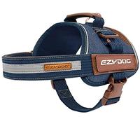 EZYDOG Convert Dog Harness | Magnetic Handle, Anti Pull Harness, Dog Harness for Small, Medium and Large Dogs, LED Light Mount, Reflective Strips, Contoured & Breathable Fabric (XS, Denim)