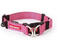 EzyDog Double Up Dog Collar - Reflective Dog Collar Medium with ID Tag D-Ring, For Small, Medium & Large Dogs - Supreme Comfort with Soft & Strong Nylon Webbing - Pink