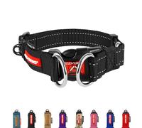 EzyDog Double Up Dog Collar - Reflective Dog Collar Medium with ID Tag D-Ring, For Small, Medium & Large Dogs - Supreme Comfort with Soft & Strong Nylon Webbing - Black