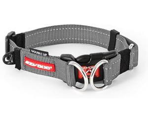 EzyDog Double Up Reflective Dog Collar with Dual D-Rings, Soft Nylon Collar for Small Medium & Large Dogs, High Visibility for Night Walks, Suitable for All Breeds