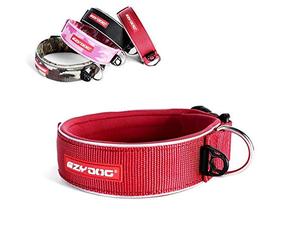EZYDOG Extra Wide Neo Dog Collar | Dog Collar Small, Medium, Large Dogs, Reflective Dog Collar, Supreme Comfort, Soft Neoprene Material, Non-Corrosive (Red)